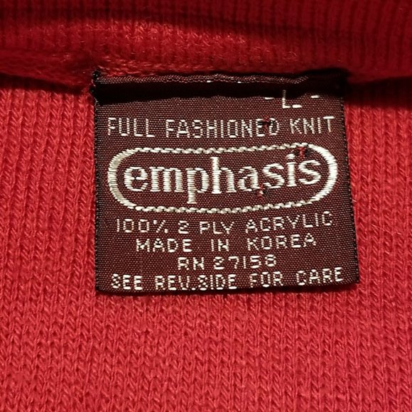 Vintage Emphasis Sweater Knit Polo Shirt Mens Large Red Striped Long Sleeve - Picture 2 of 10